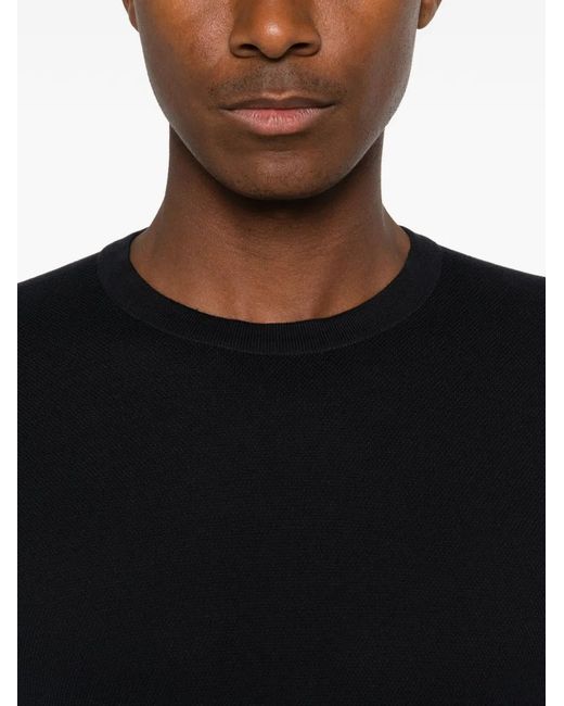John Smedley Black Pique-Knit Ribbed-Trim T-Shirt for men