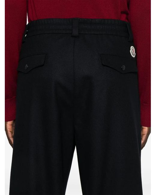Moncler Blue Virgin-Wool Trousers for men