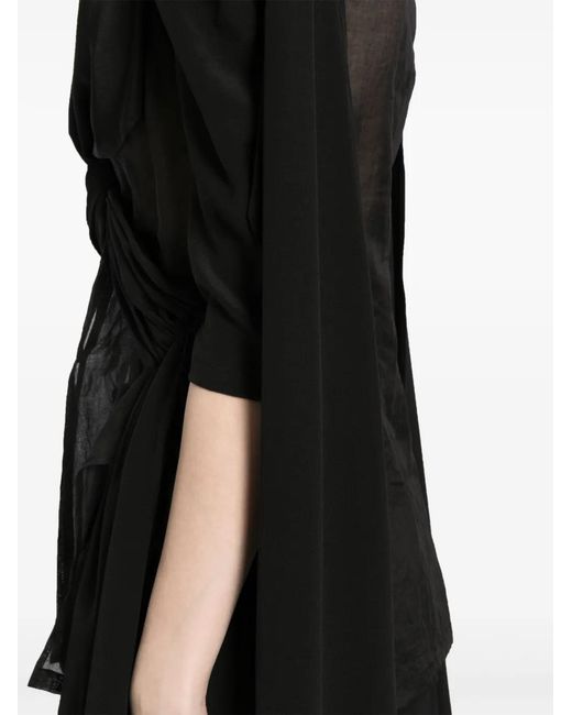 Yohji Yamamoto Black Semi-Sheer Cotton-Silk Top