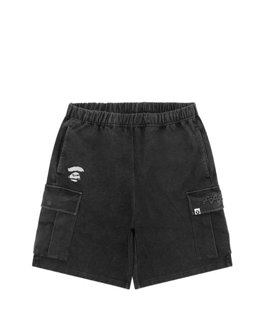 Aape By A Bathing Ape Black Short Cargo À Détail De Logo for men