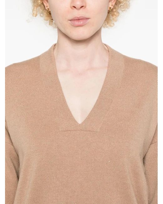 Maglione Girocollo Con Trama Metallizzata di Peserico in Natural
