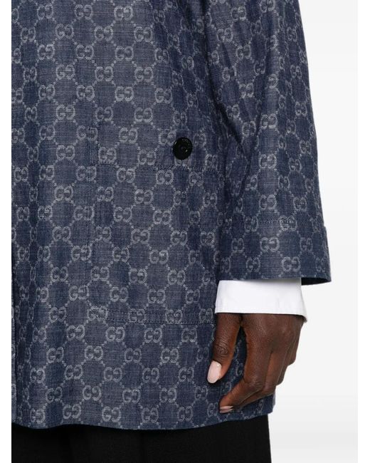 Gucci Blue Gg Jacquard Denim Jacket