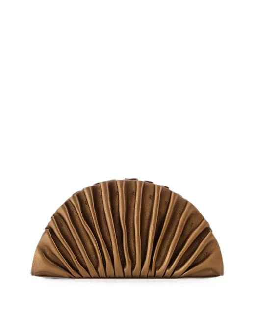 Cult Gaia Brown Nala Fan-Pleated Clutch Bag