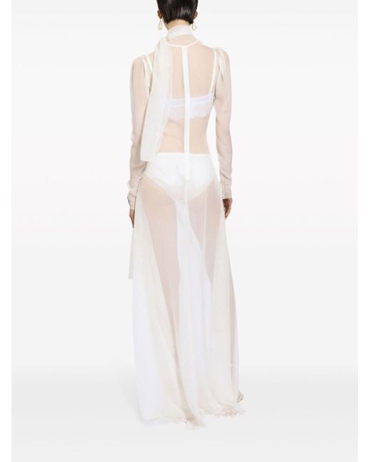 Dolce & Gabbana Doorzichtige Maxi-jurk in het White