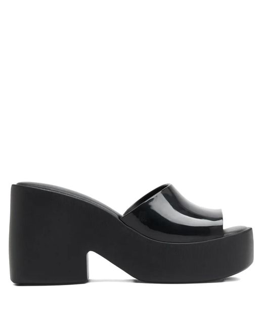 Melissa Black Block-Heel Slide Sandals