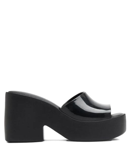 Melissa Black Block-Heel Slide Sandals