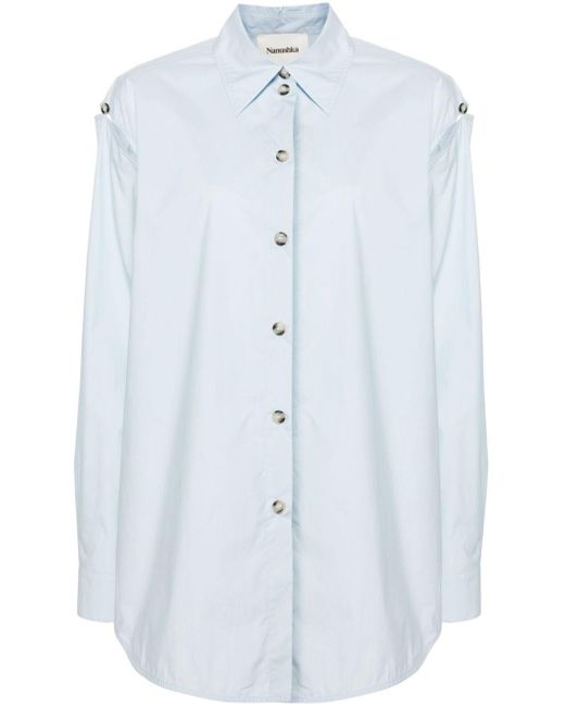 Nanushka Blue Weeko Cotton Shirt