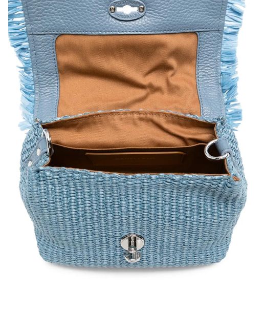 Zanellato Blue Baby Postina Fringed Tote Bag