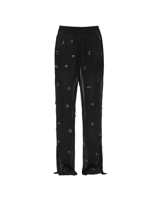 3.1 Phillip Lim Black Gem-Embellished Chiffon Trousers