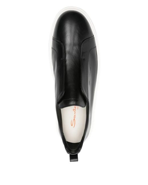 メンズ Santoni スリッポン レザースニーカー Black