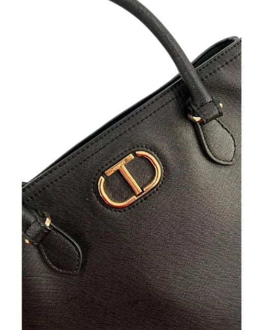 Twinset Black Logo-Plaque Shoulder Bag