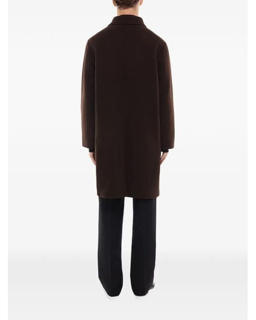 Fursac Black Wool Button-Front Overcoat for men