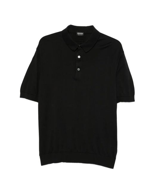 Zegna Black Short-Sleeve Polo Shirt for men