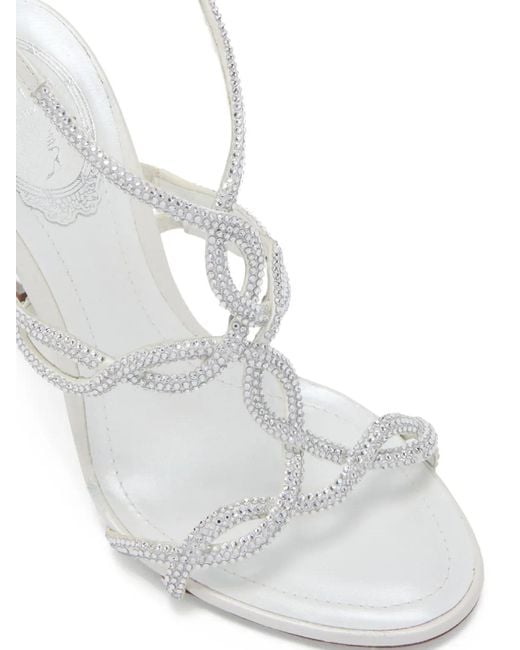 Rene Caovilla White Dalilah Crystal-Embellished Heeled Sandals