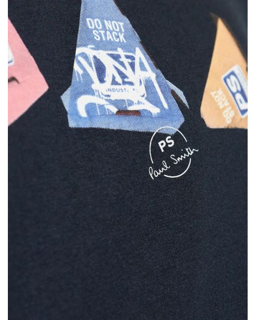Paul Smith Blue Printed T-Shirt for men