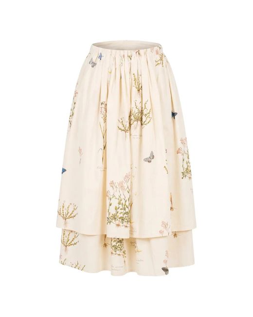 Aleksandr Manamïs White Floral-Print Layered Midi Skirt