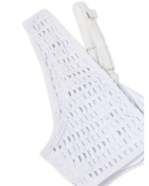 Amir Slama White Open-Knit Layered Bikini Set