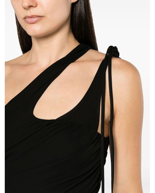 ANDREADAMO Black Cut-out Draped Cropped Top