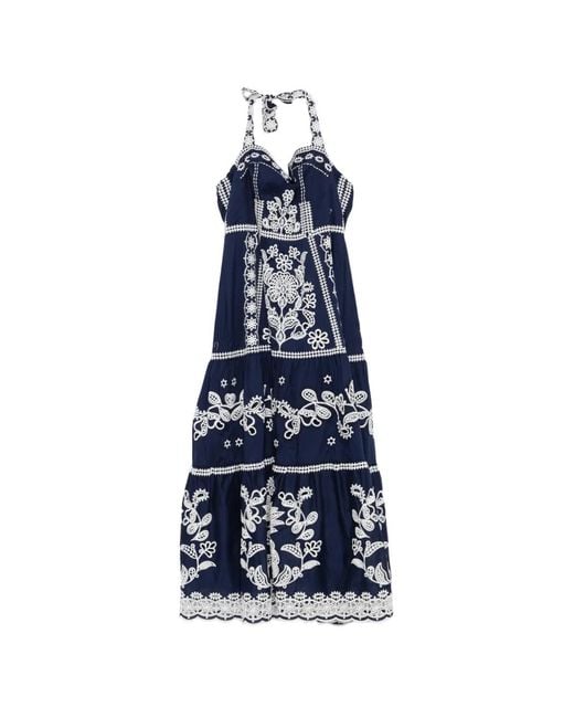 Farm Rio Blue Richelieu Midi Dress