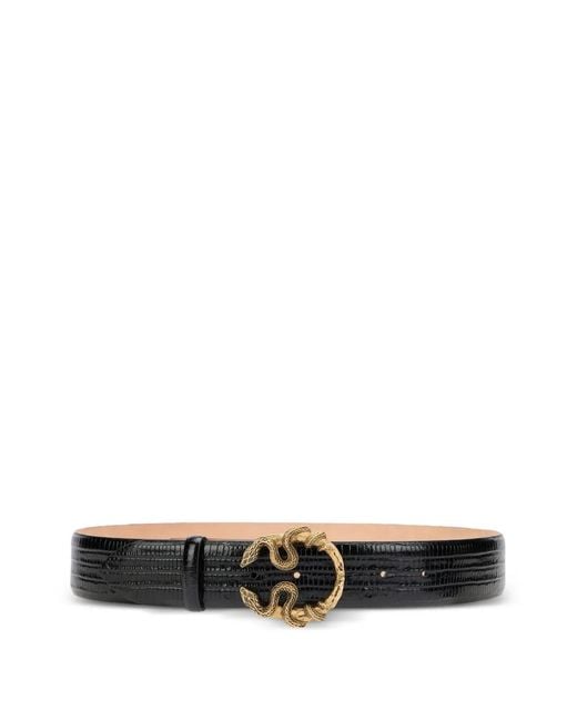 Roberto Cavalli White Serpentine Buckle Leather Belt