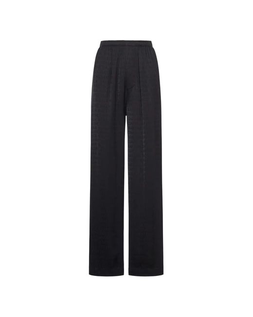 Balenciaga Blue Viscose Trousers With Allover Tone-On-Tone Logo