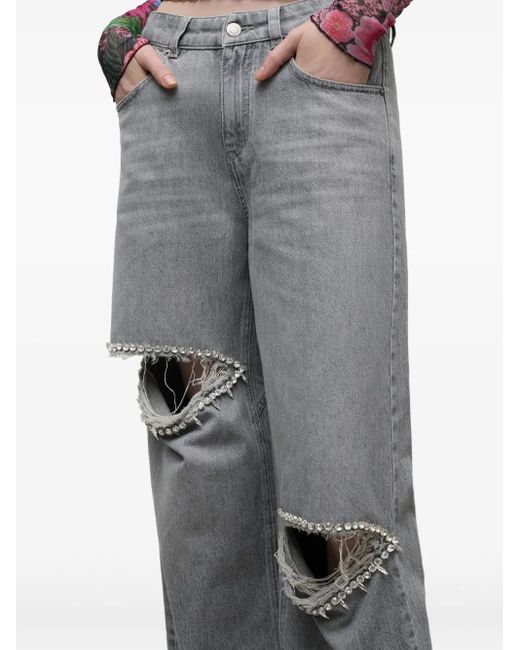 Area Gray Crystal-Embellished Jeans