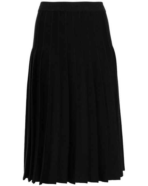 Thom Browne Black Pleated Knitted Midi Skirt