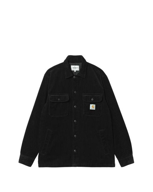 Carhartt Black Corduroy Logo-Patch Shirt Jacket for men