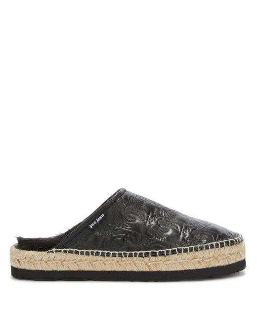 Palm Angels Gray Quilted Leather Mules