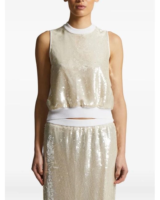 Peserico Natural Sequin-Embellished Sleeveless Top