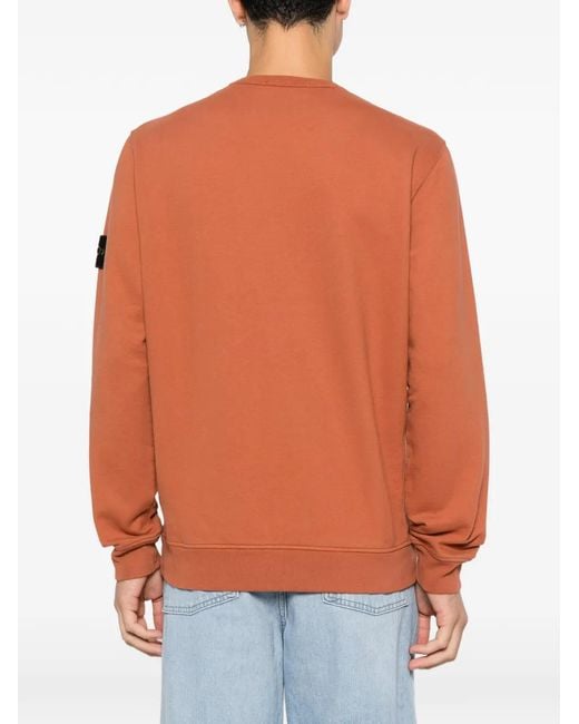 Stone Island Orange Compass Patch Crew-Neck Sweater for men