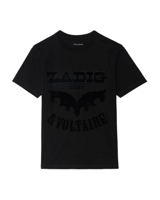 Zadig & Voltaire Edwin T-Shirt Verfraaid Met Vleermuis En Logo in het Black