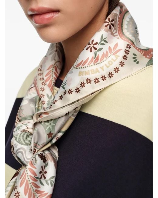 Bimba Y Lola Metallic Paisley-Print Scarf