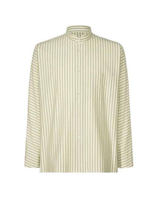 Issey Miyake メンズ ホワイト ストライプ シャツ 【公式通販】
