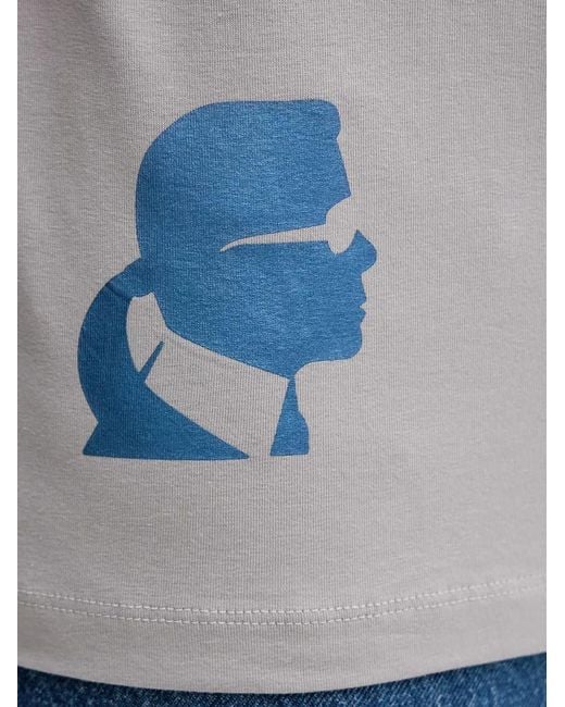 Karl Lagerfeld Gray Kl Logo-Print T-Shirt for men