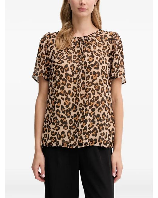 DKNY Natural Leopard-Print Blouse