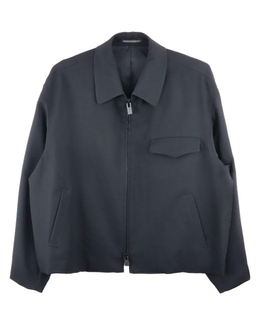 Y's Yohji Yamamoto Blue Zip-Up Shirt Jacket for men