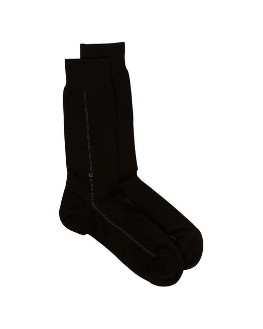 Zegna Black Ribbed-Cuff Socks for men
