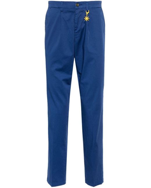 Manuel Ritz Blue Garment-dyed Straight Trousers for men