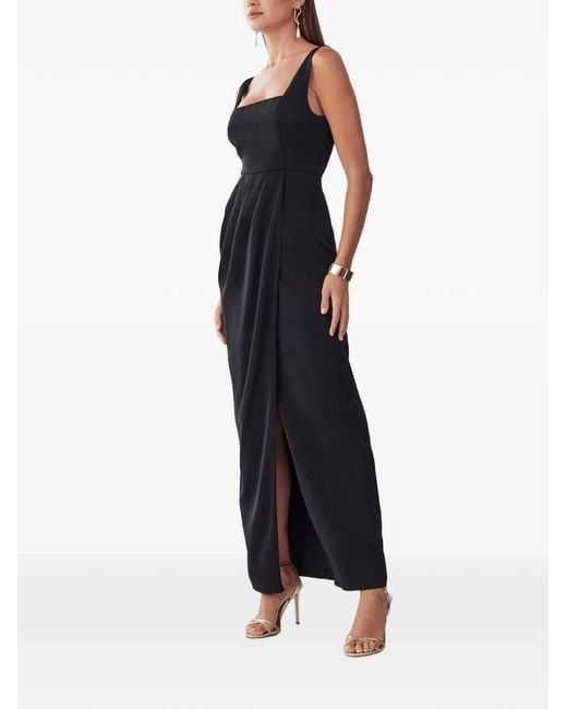 Willa Black Pleated Wrap-Style Maxi Dress