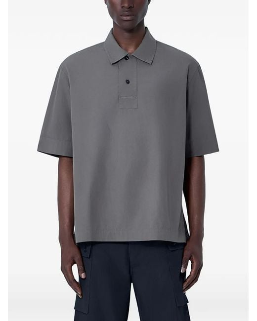 Margaret Howell Gray Boxy-Fit Cotton-Poplin Polo Shirt for men