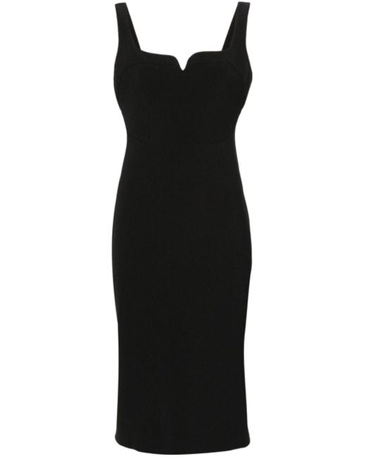 Victoria Beckham Black Zip-up Crepe Midi Dress