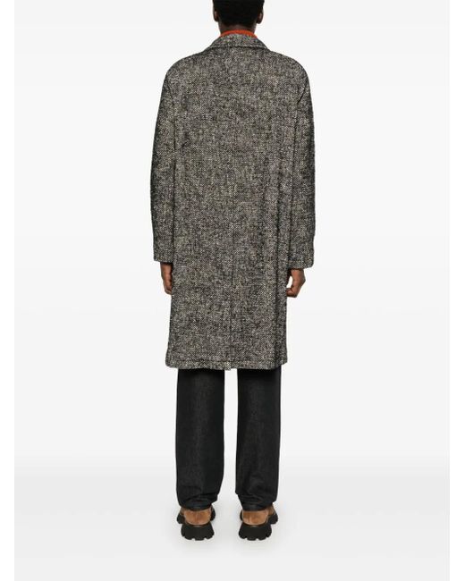 Tagliatore Gray Notched-Collar Single-Breasted Coat for men