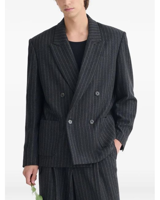 Nanushka Blue Anselm Pinstripe Double-Breasted Blazer for men