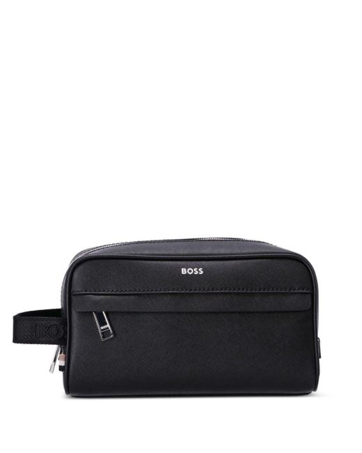 Trousse da bagno in pelle da Uomo di BOSS by HUGO BOSS in Nero