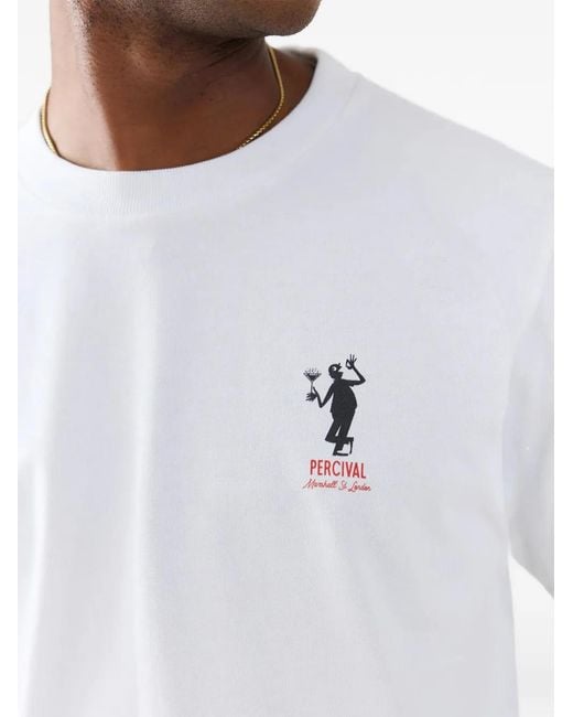 Percival White Printed Mixologist T-Shirt for men