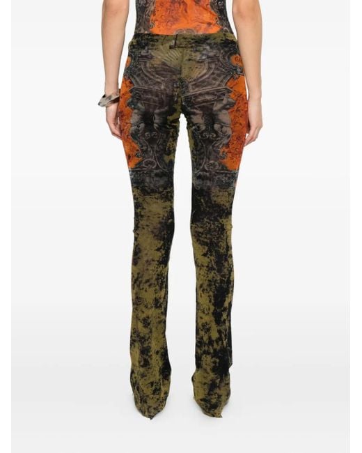 Jean Paul Gaultier Black Hose mit abstraktem Print