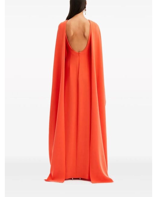 Oscar de la Renta ケープ マキシドレス Red
