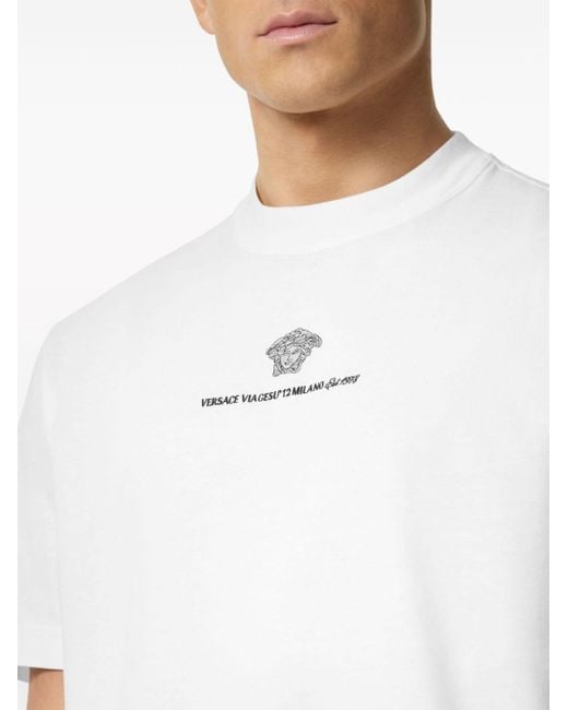 T-shirt en coton à logo Medusa Versace pour homme en coloris White