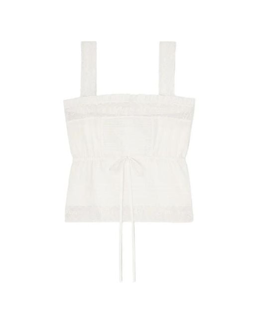 Ganni White Haut En Coton